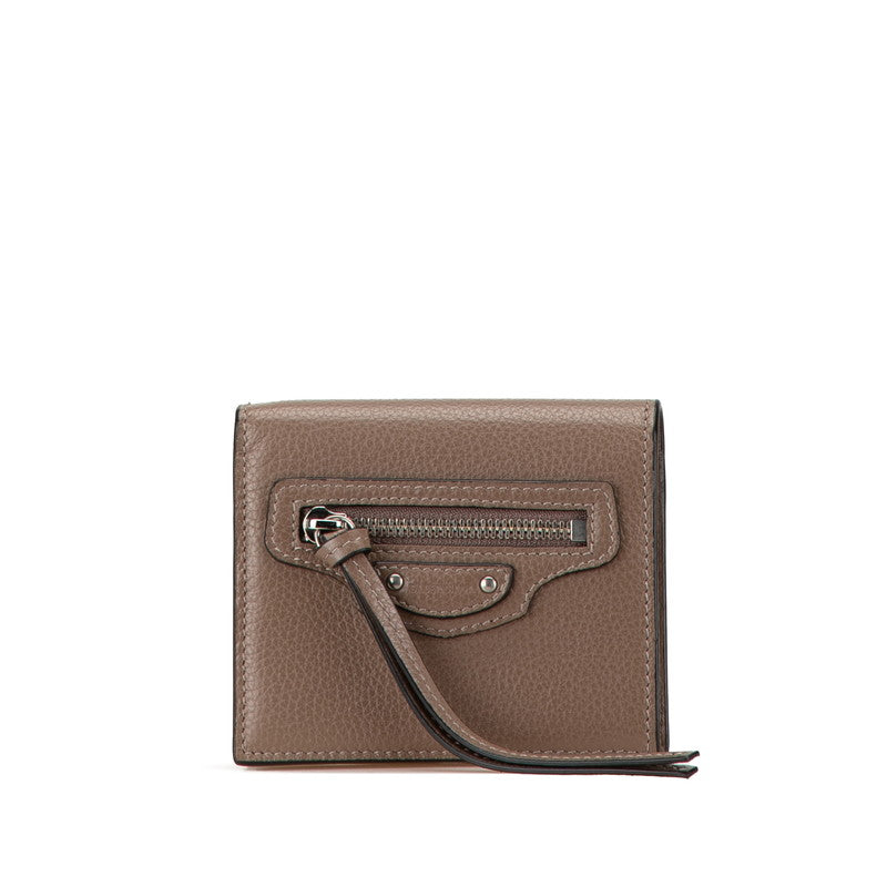 Top Quality Balenciaga Neo Classic Compact Wallet Brown Leather