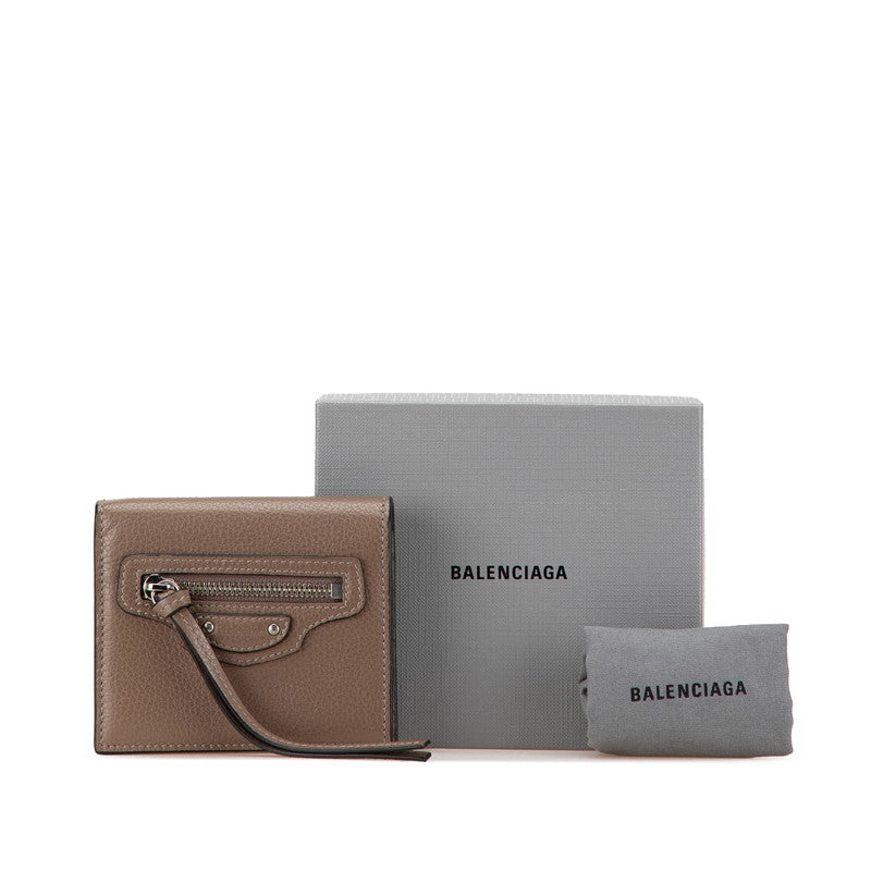 Top Quality Balenciaga Neo Classic Compact Wallet Brown Leather