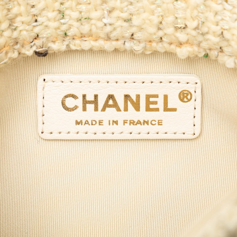 Top Quality Chanel Coco Top Handle Chain Shoulder Bag White Multicolor Tweed Bamboo