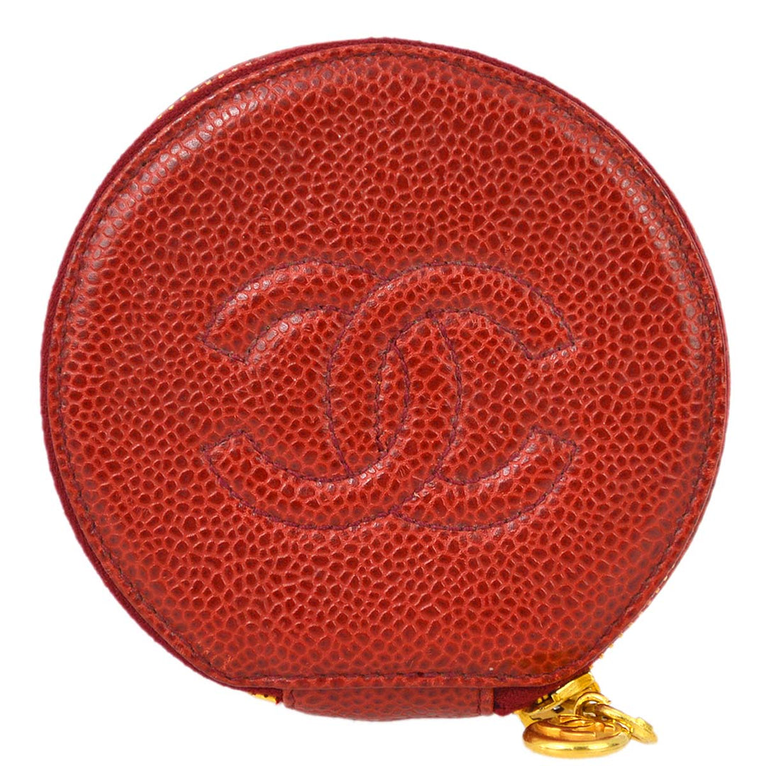 Top Quality Chanel Red Caviar Jewelry Case Pouch
