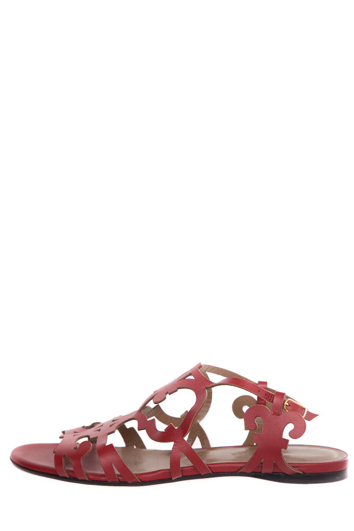 Hermès Red Karlotta Sandals SZ 37.5