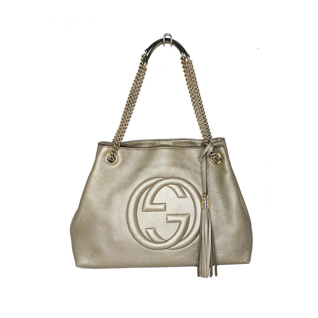 Gucci Pebbled Calfskin Medium Soho Chain Shoulder Bag