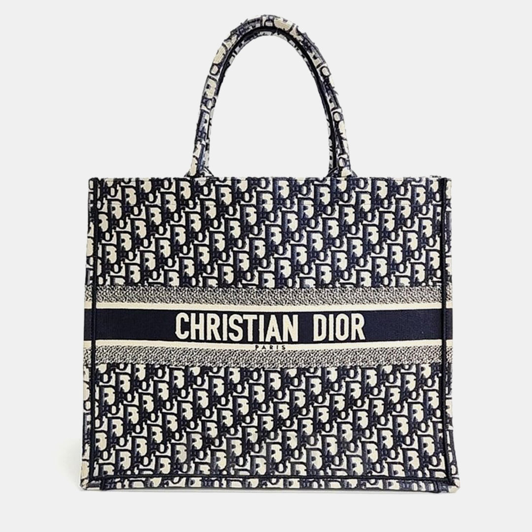 Top quality Dior Christian Navy Blue Canvas Oblique Book Tote 42 Bag