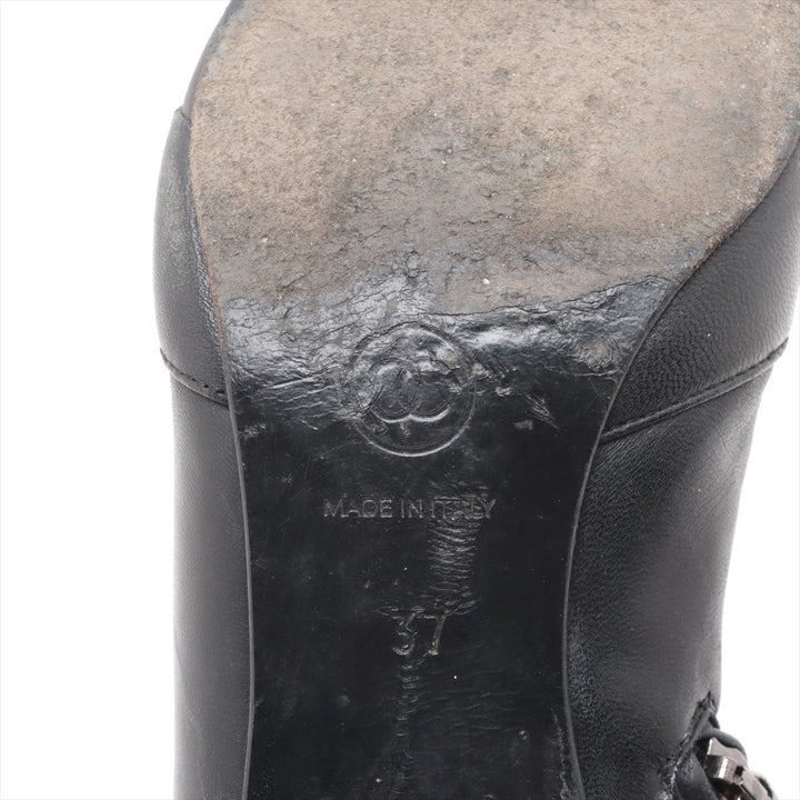 Top Quality Chanel Leather Long Boots 37  Black Hair Lightweight Yablet