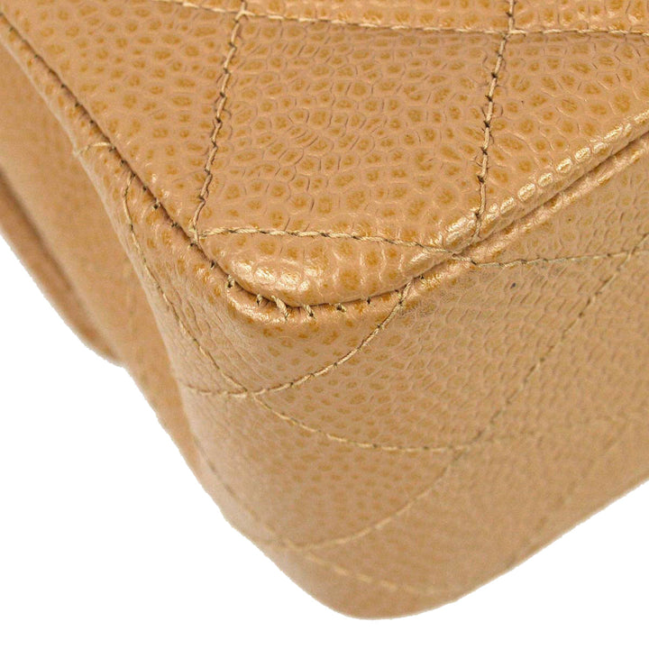 Top Quality Chanel 2003-2004 Beige Caviar Medium Classic Double Flap Bag