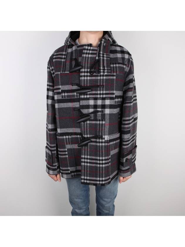 Burberry Checked Duffel Coat Grey