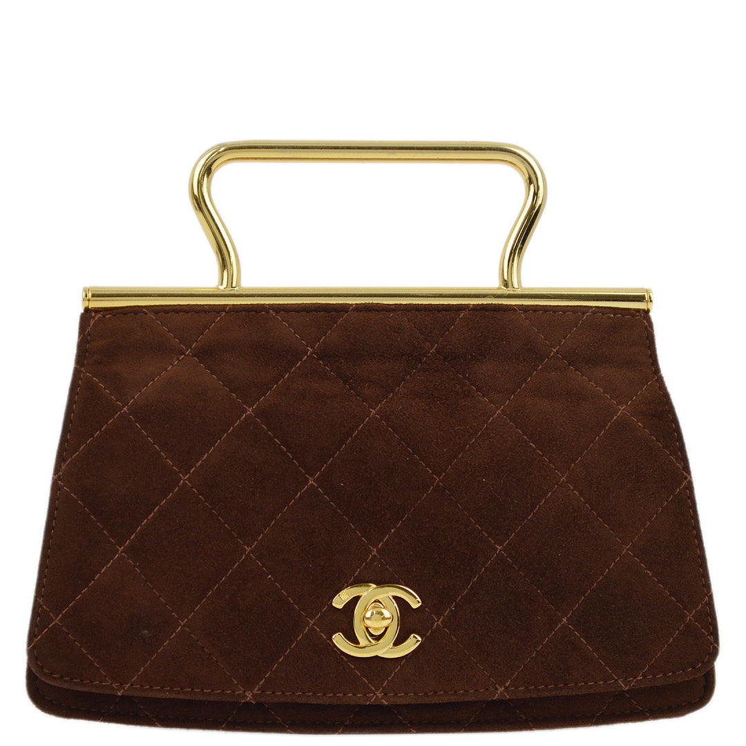 Top Quality Chanel Brown Suede Party Handbag
