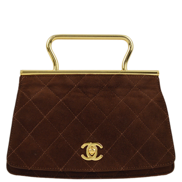 Top Quality Chanel Brown Suede Party Handbag