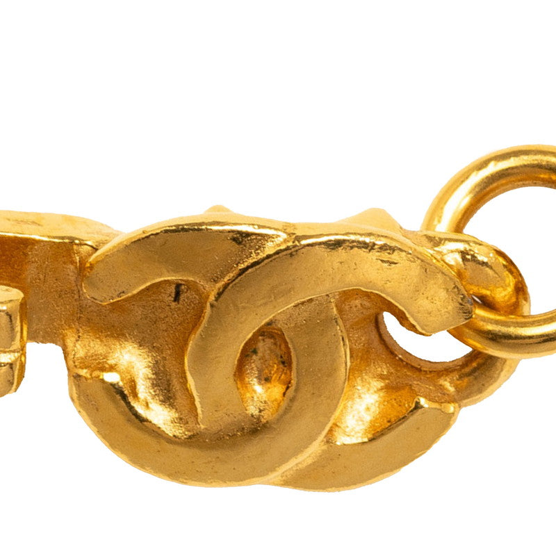 Top Quality Chanel Vintage Coco Mark Tiger Eye Oval Necklace Gold Plated Women's