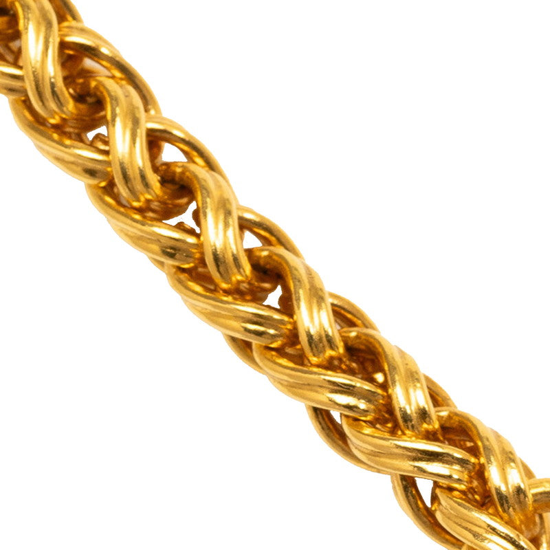 Top Quality Chanel Vintage Coco Mark Tiger Eye Oval Necklace Gold Plated Women's