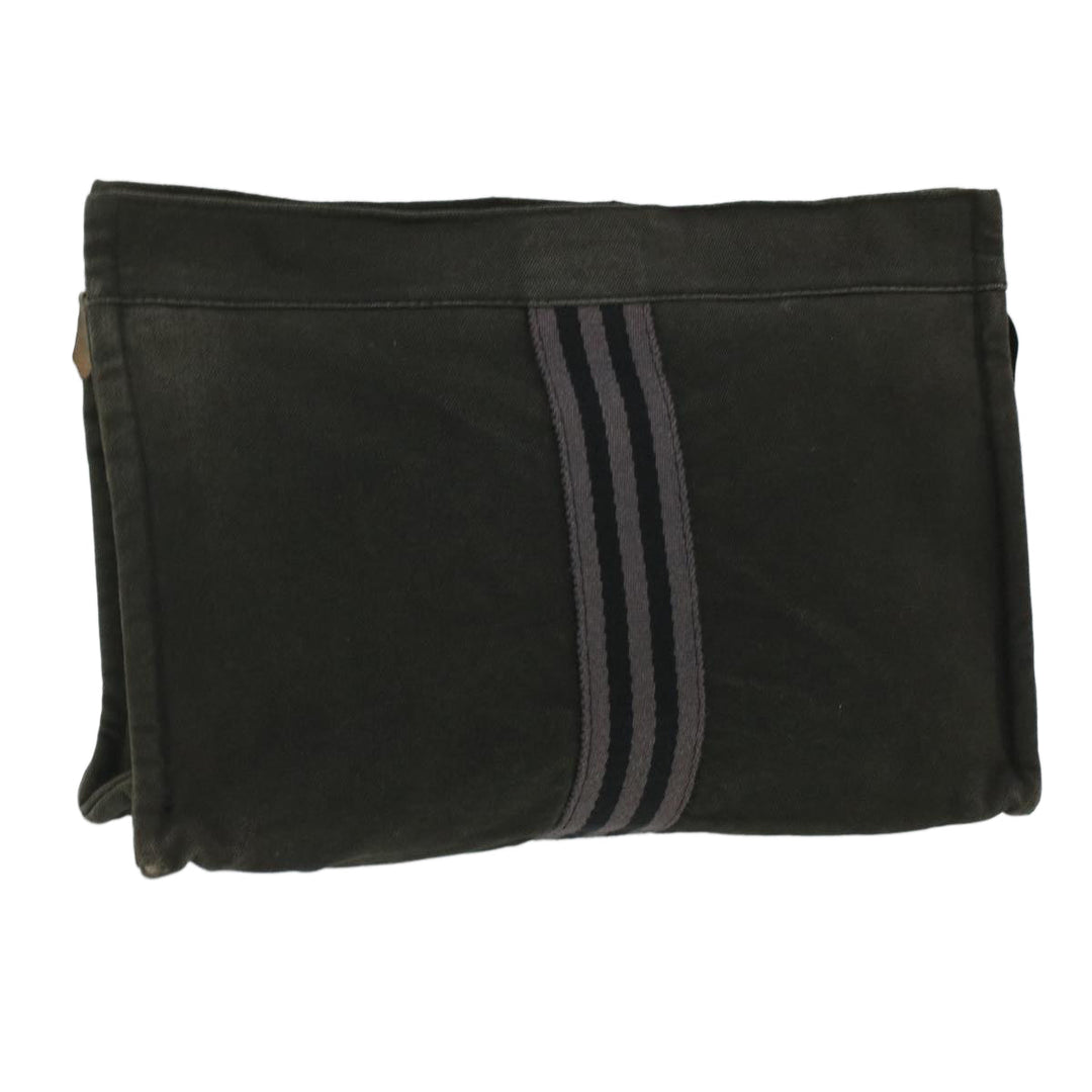 Hermes Fourre Tout Clutch Bag Canvas Black 2110-23 Auth fm2098