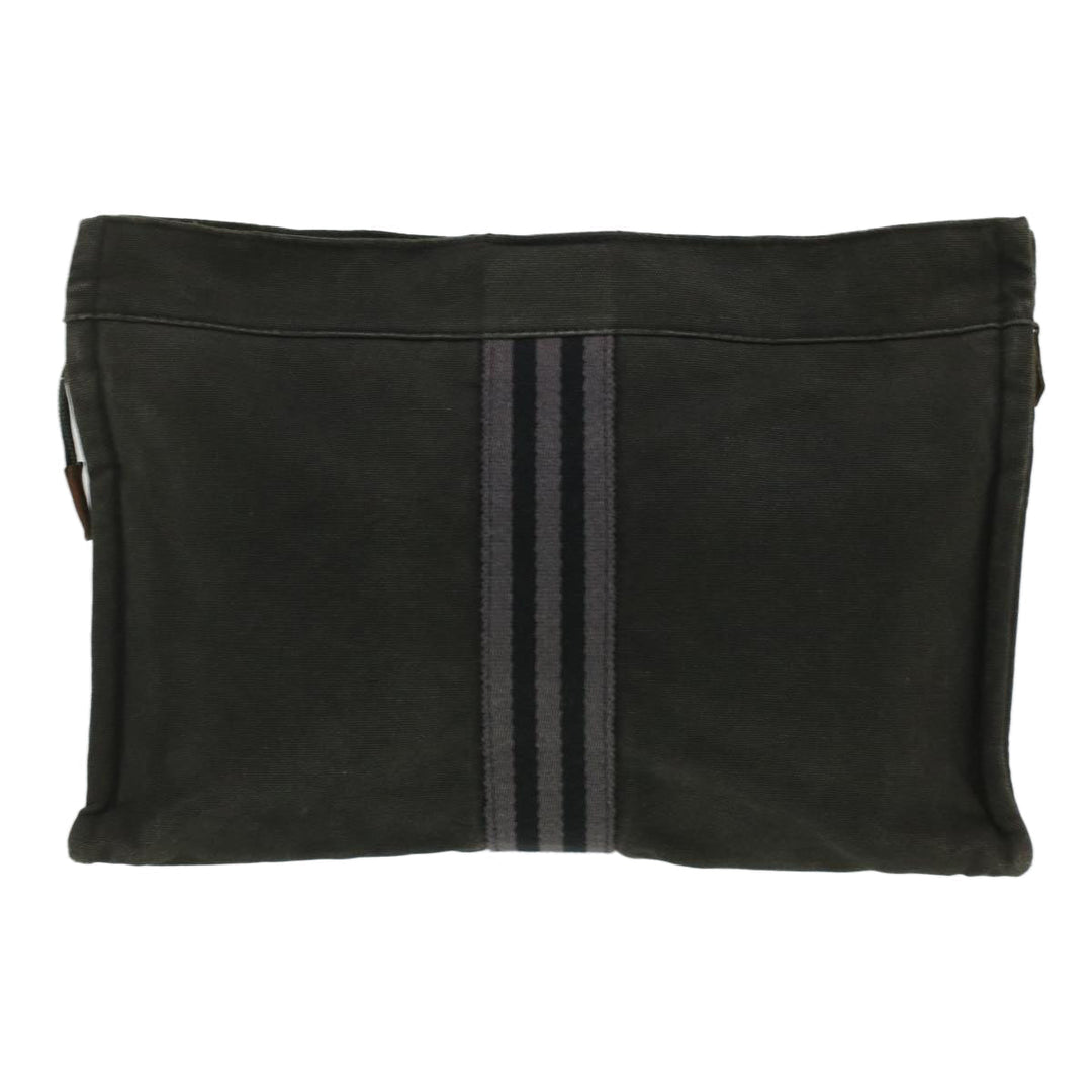 Top quality Hermes Fourre Tout Clutch Bag Canvas Black 2110-23 Auth fm2098
