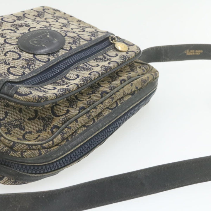 Celine Horse Carriage C Macadam Canvas Shoulder Bag Navy Blue  fm272