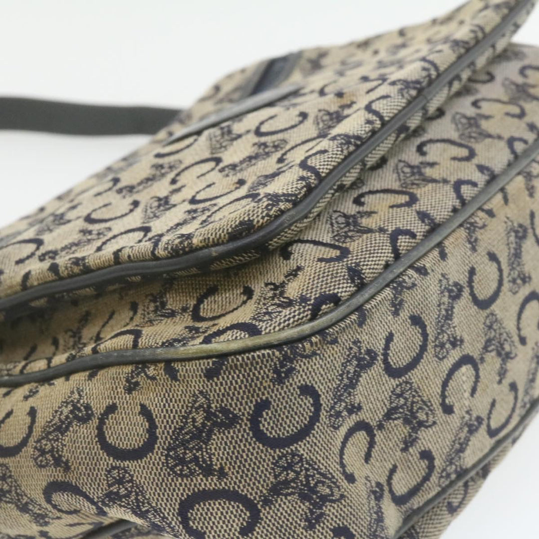 Celine Horse Carriage C Macadam Canvas Shoulder Bag Navy Blue  fm272