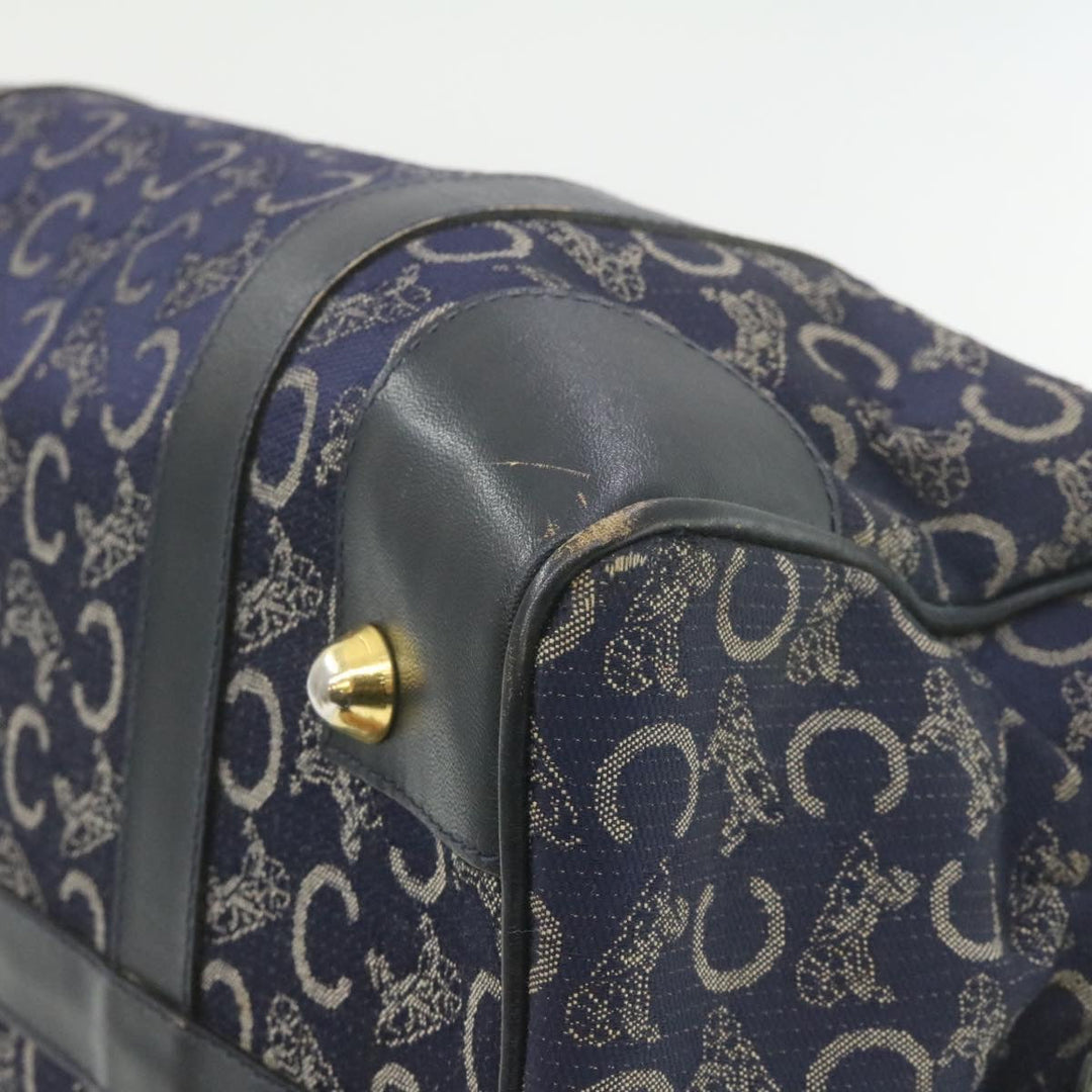 Celine horse carriage C Macadam Canvas Hand Bag Navy Blue  fm274