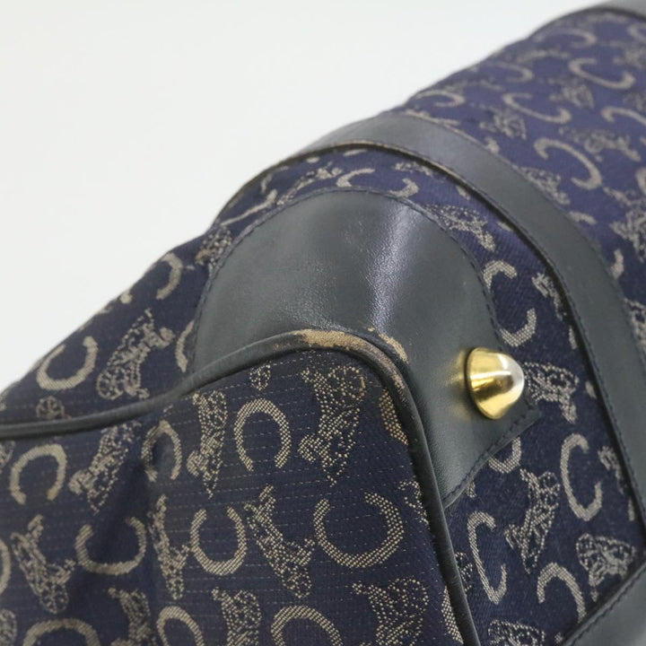 Celine horse carriage C Macadam Canvas Hand Bag Navy Blue  fm274