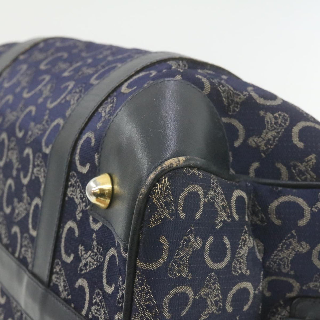 Celine horse carriage C Macadam Canvas Hand Bag Navy Blue  fm274