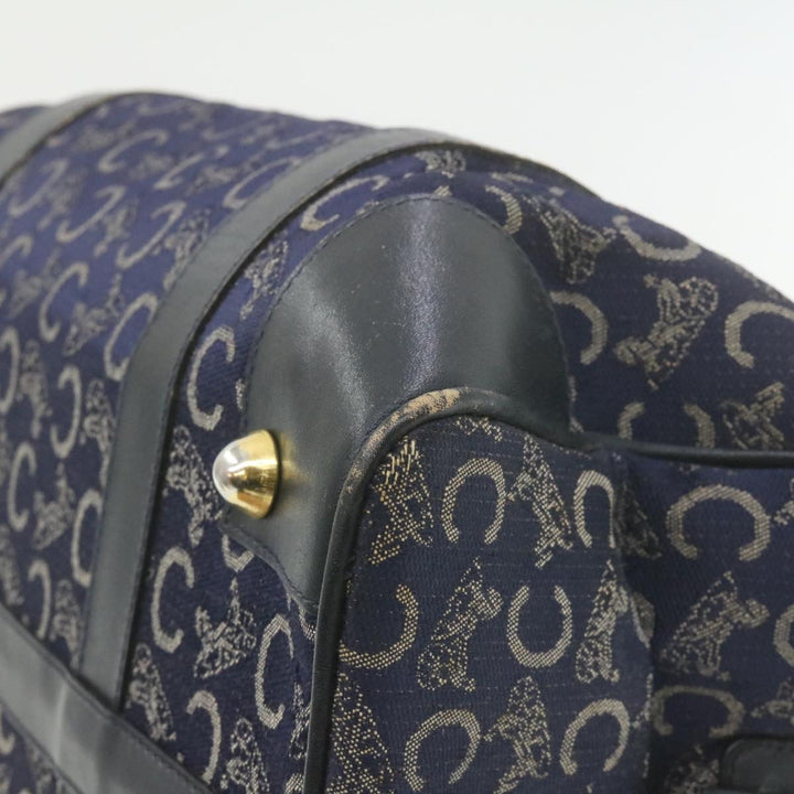 Celine horse carriage C Macadam Canvas Hand Bag Navy Blue  fm274