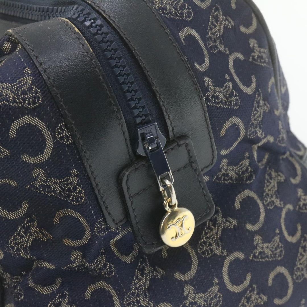 Celine horse carriage C Macadam Canvas Hand Bag Navy Blue  fm274