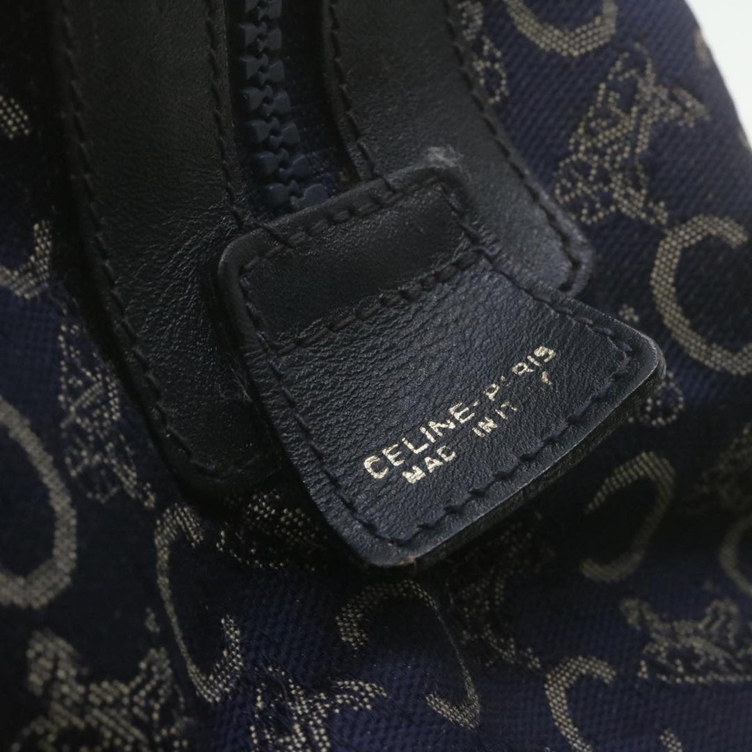 Celine horse carriage C Macadam Canvas Hand Bag Navy Blue  fm274