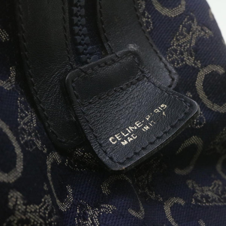 Celine horse carriage C Macadam Canvas Hand Bag Navy Blue  fm274