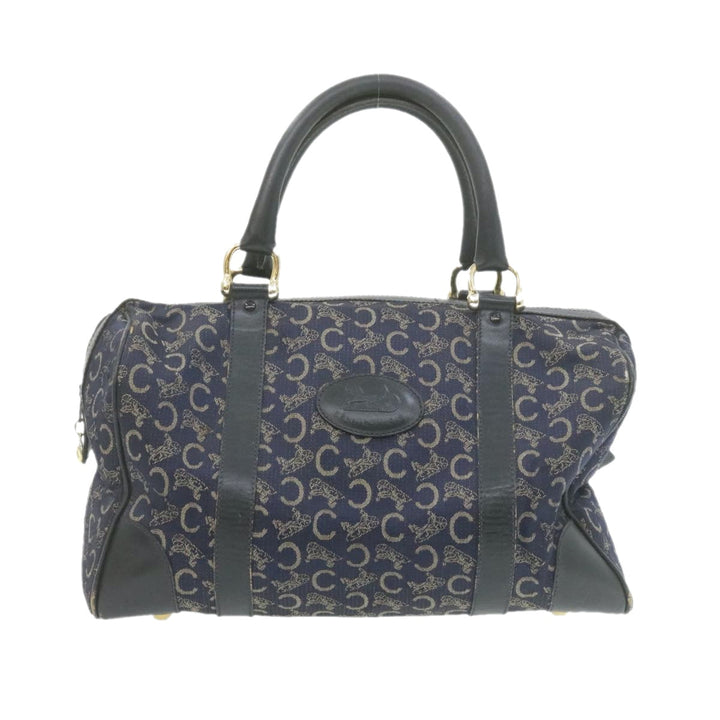 Celine horse carriage C Macadam Canvas Hand Bag Navy Blue  fm274