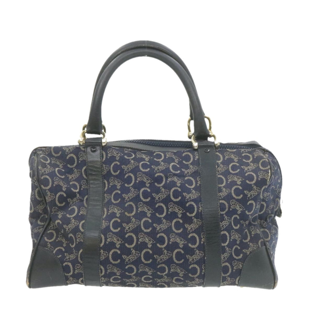 Celine horse carriage C Macadam Canvas Hand Bag Navy Blue  fm274