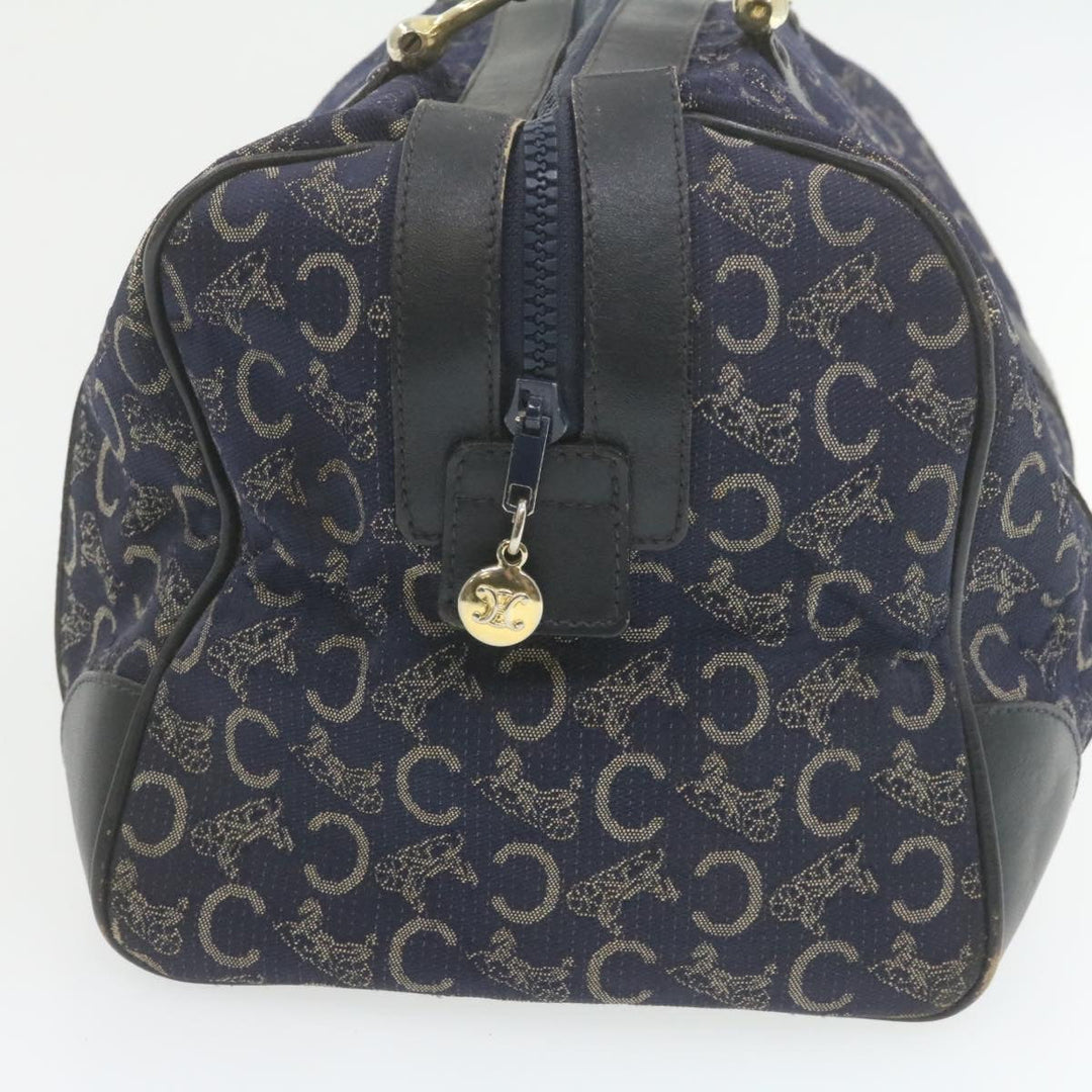 Celine horse carriage C Macadam Canvas Hand Bag Navy Blue  fm274