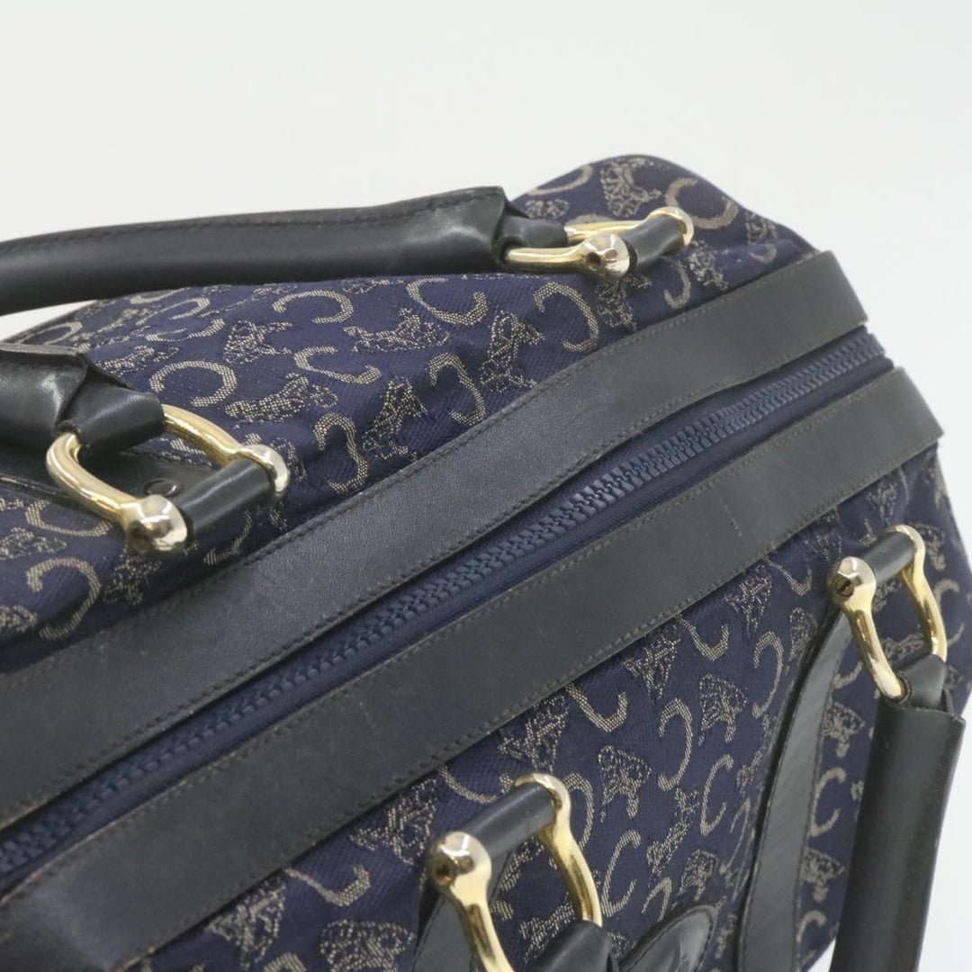 Celine horse carriage C Macadam Canvas Hand Bag Navy Blue  fm274