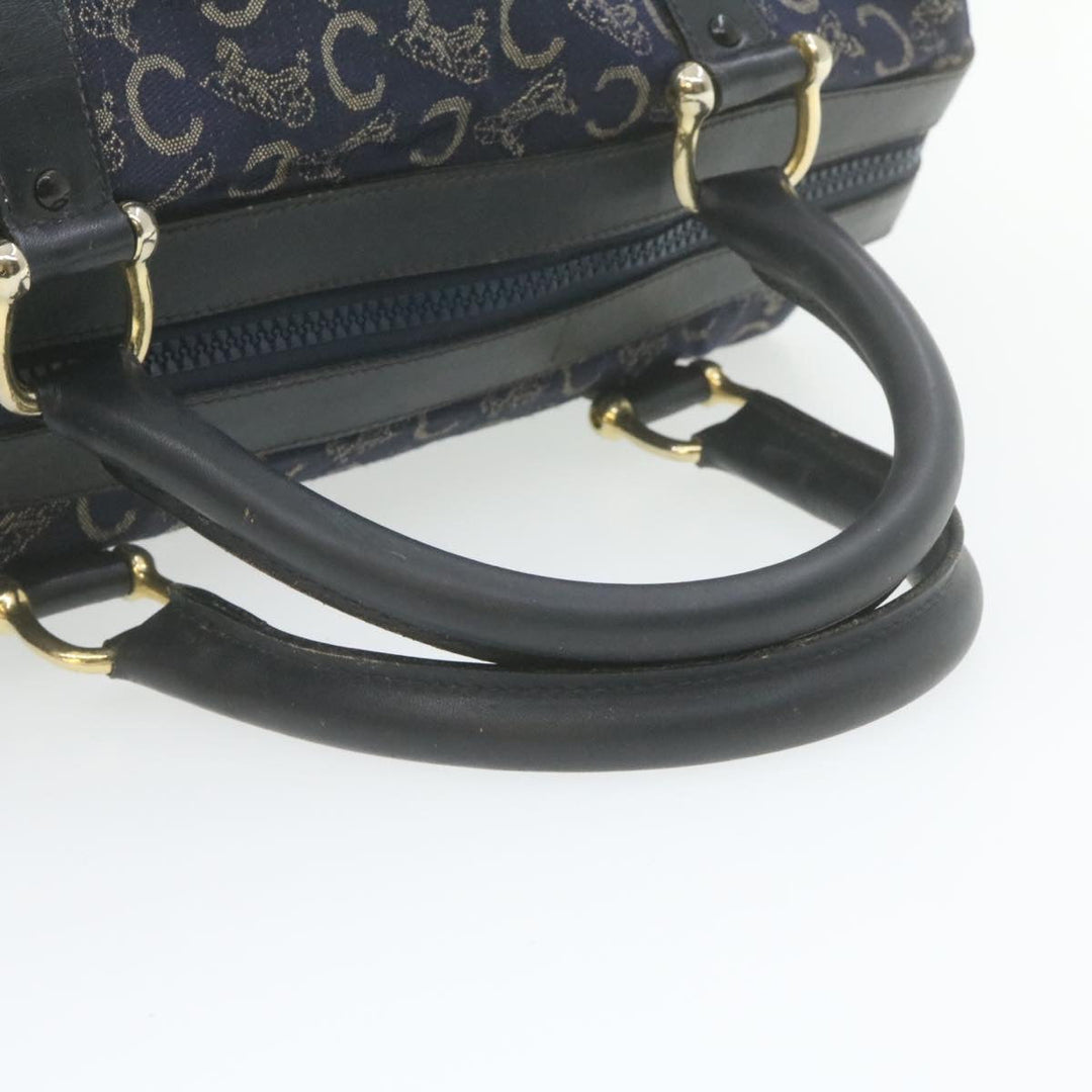 Celine horse carriage C Macadam Canvas Hand Bag Navy Blue  fm274