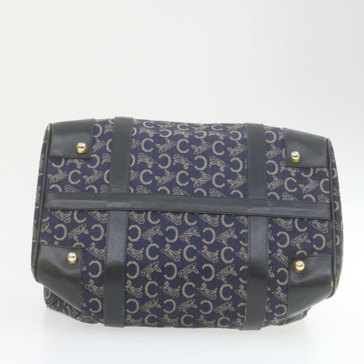 Celine horse carriage C Macadam Canvas Hand Bag Navy Blue  fm274