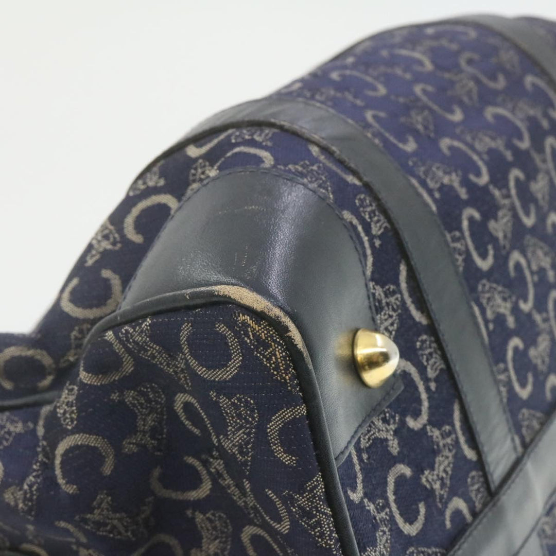 Celine horse carriage C Macadam Canvas Hand Bag Navy Blue  fm274