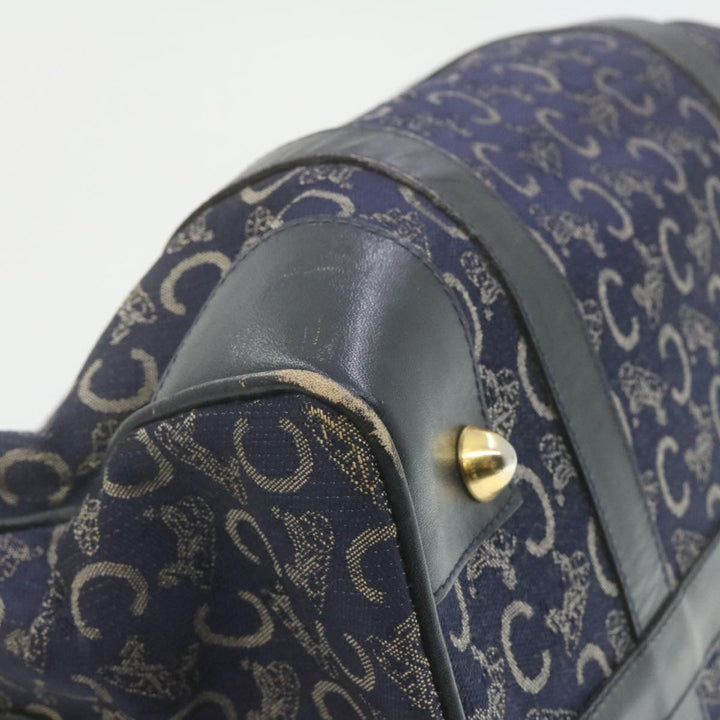 Celine horse carriage C Macadam Canvas Hand Bag Navy Blue  fm274