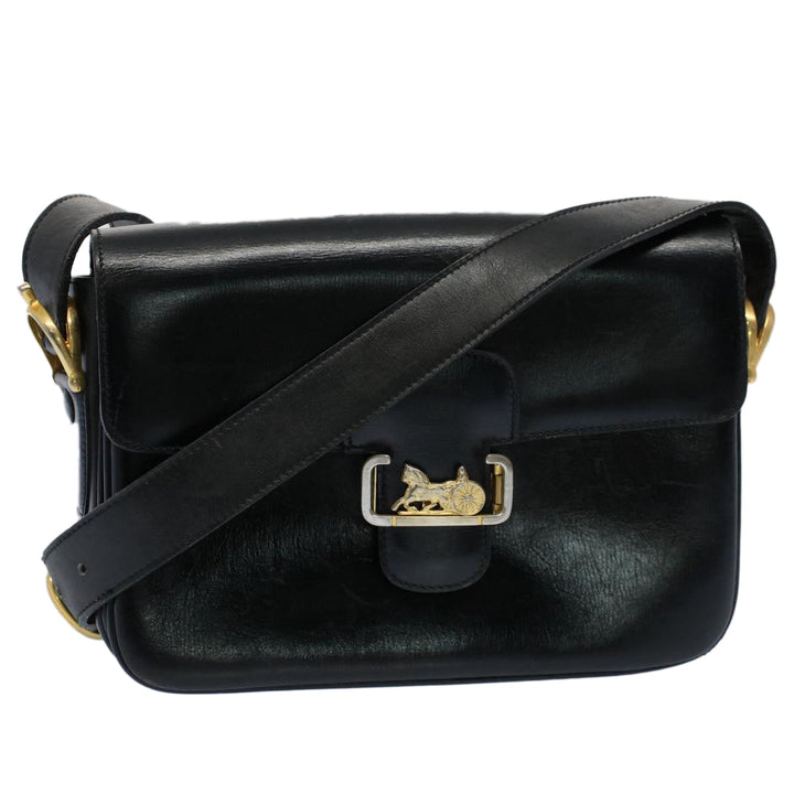 Celine Horse Carriage Shoulder Bag Leather Black  fm2800