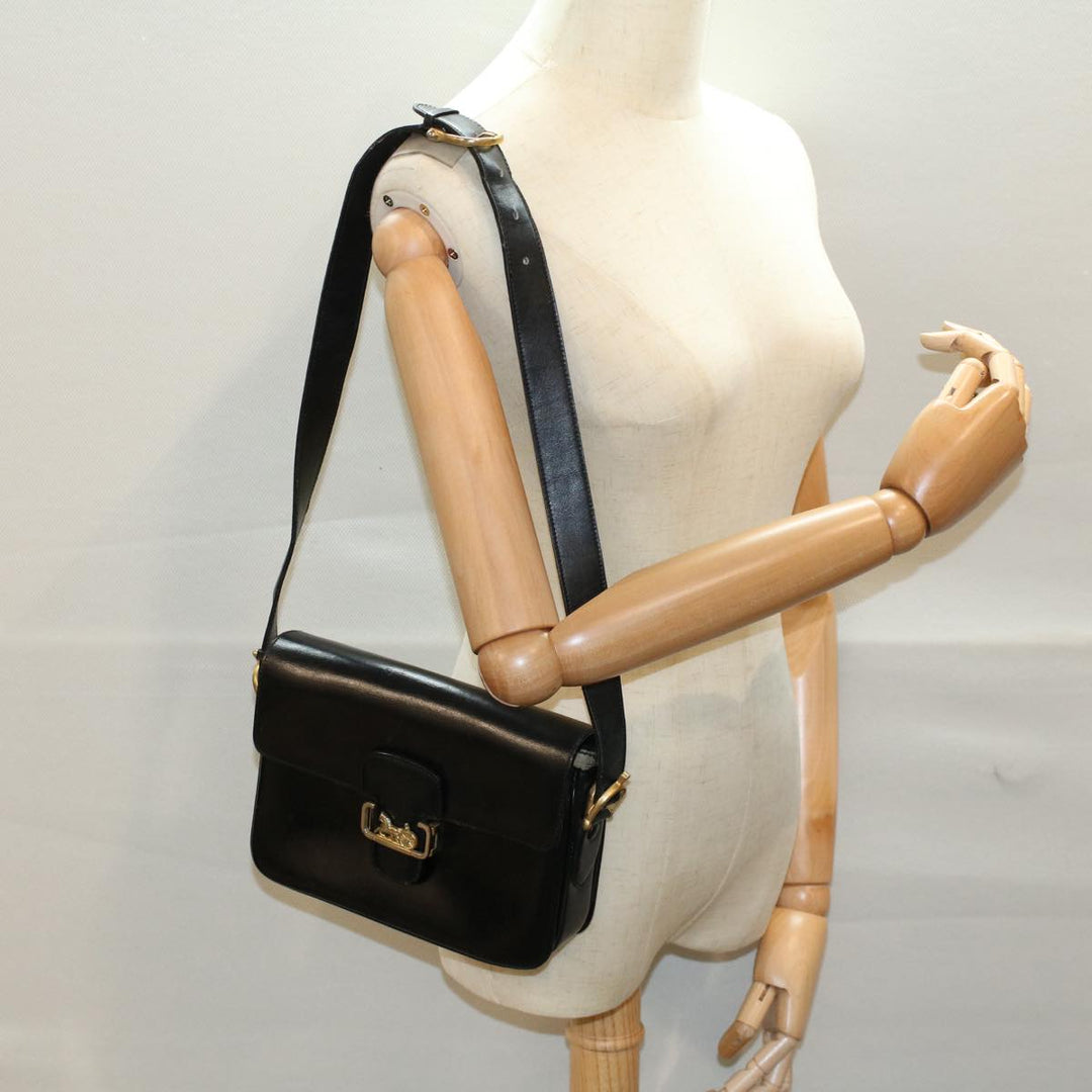 Celine Horse Carriage Shoulder Bag Leather Black  fm2800