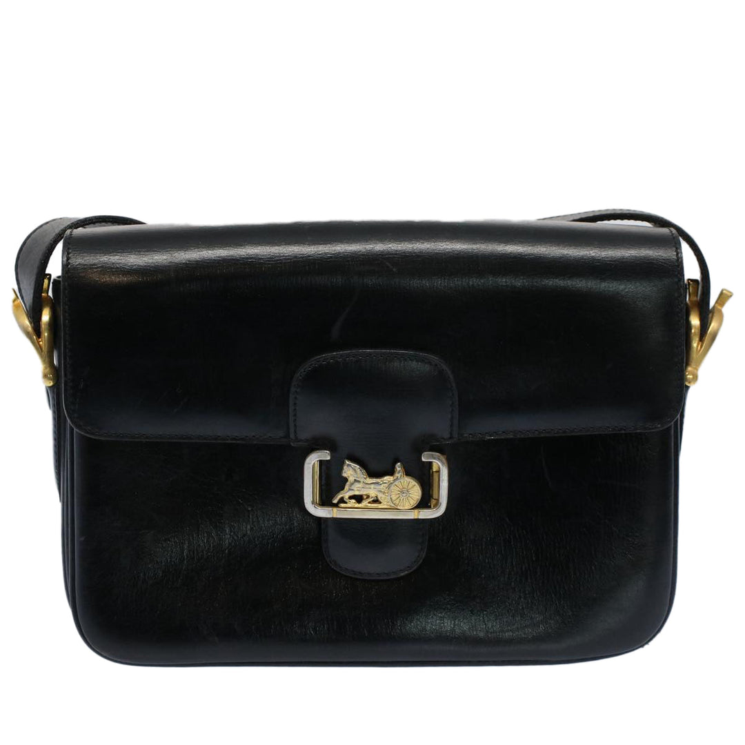 Celine Horse Carriage Shoulder Bag Leather Black  fm2800