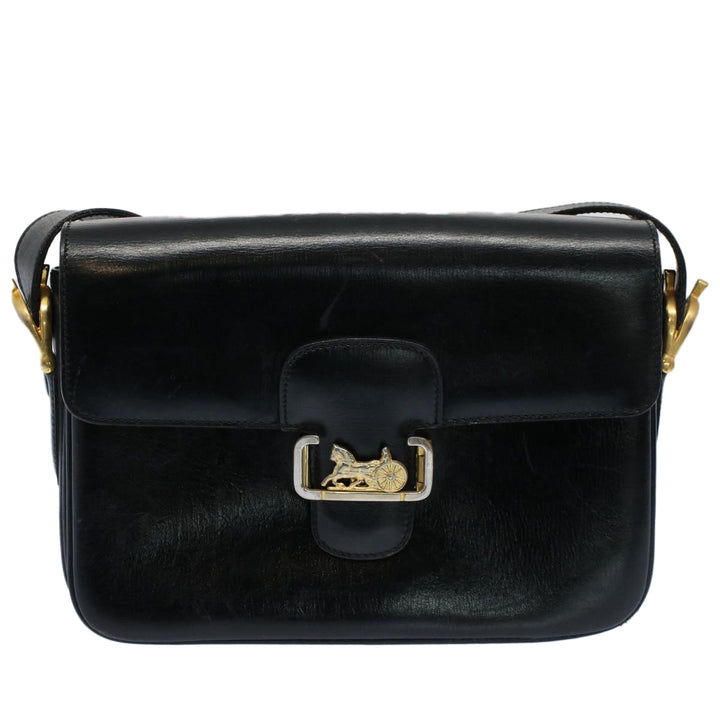 Celine Horse Carriage Shoulder Bag Leather Black  fm2800