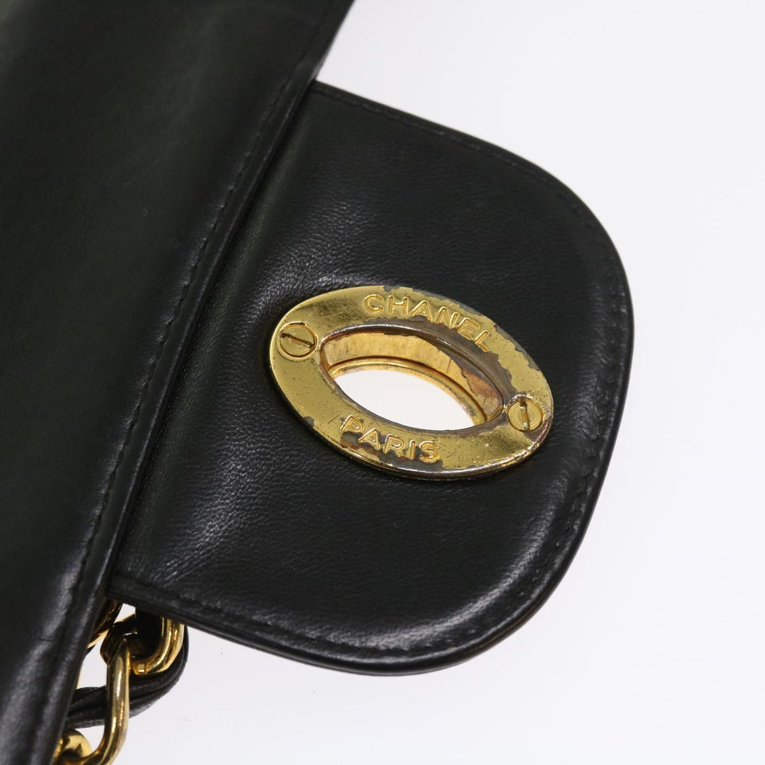 Chanel Big Matelasse Chain Shoulder Bag Leather Black CC Auth fm2835
