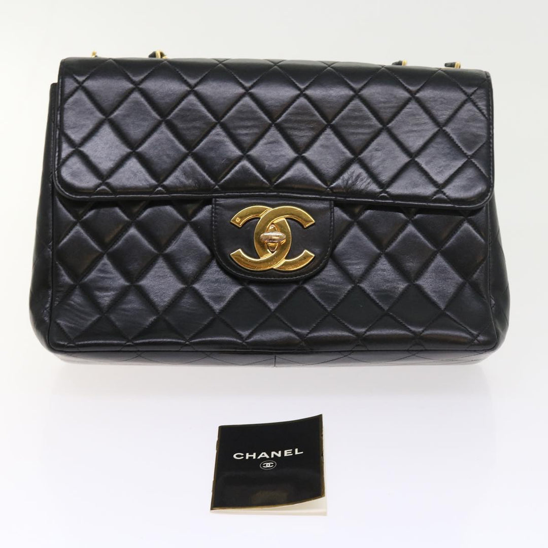 Chanel Big Matelasse Chain Shoulder Bag Leather Black CC Auth fm2835