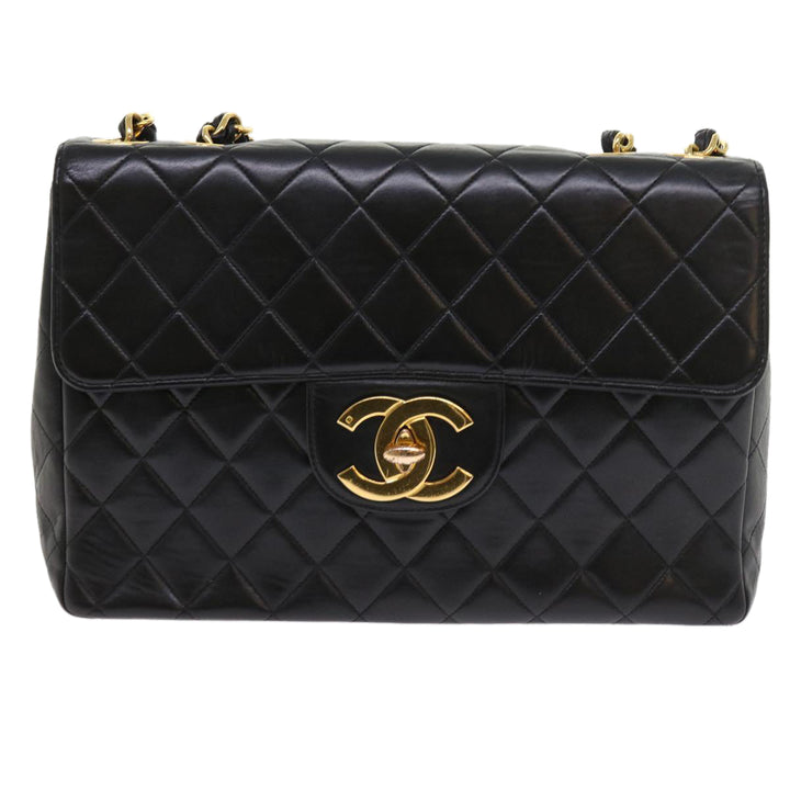 Chanel Big Matelasse Chain Shoulder Bag Leather Black CC Auth fm2835