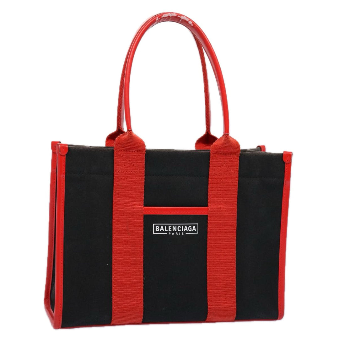 Top Quality Balenciaga Hard Ware Small Hand Bag Canvas Black Red 671402 Auth fm3051