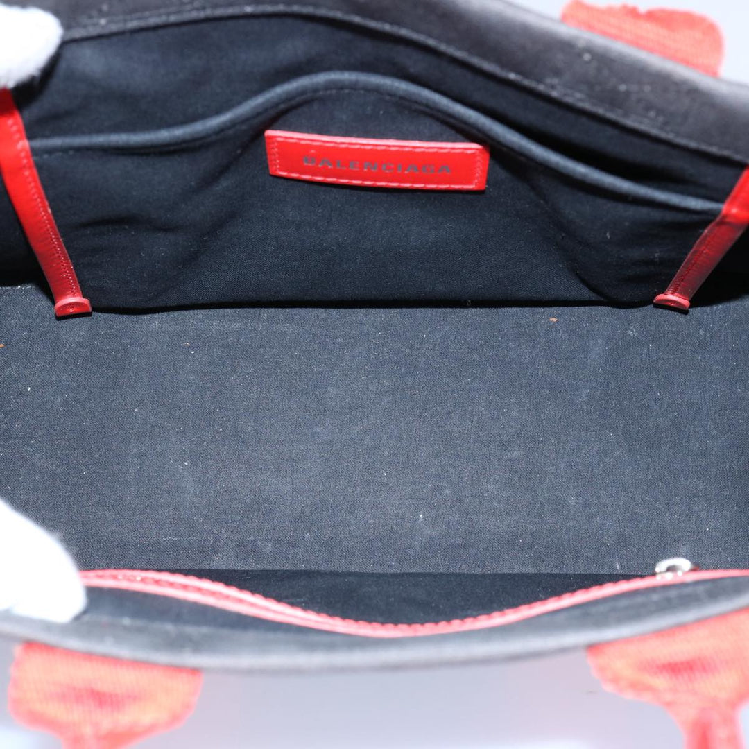 Top Quality Balenciaga Hard Ware Small Hand Bag Canvas Black Red 671402 Auth fm3051