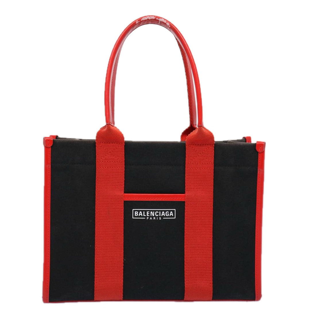 Top Quality Balenciaga Hard Ware Small Hand Bag Canvas Black Red 671402 Auth fm3051
