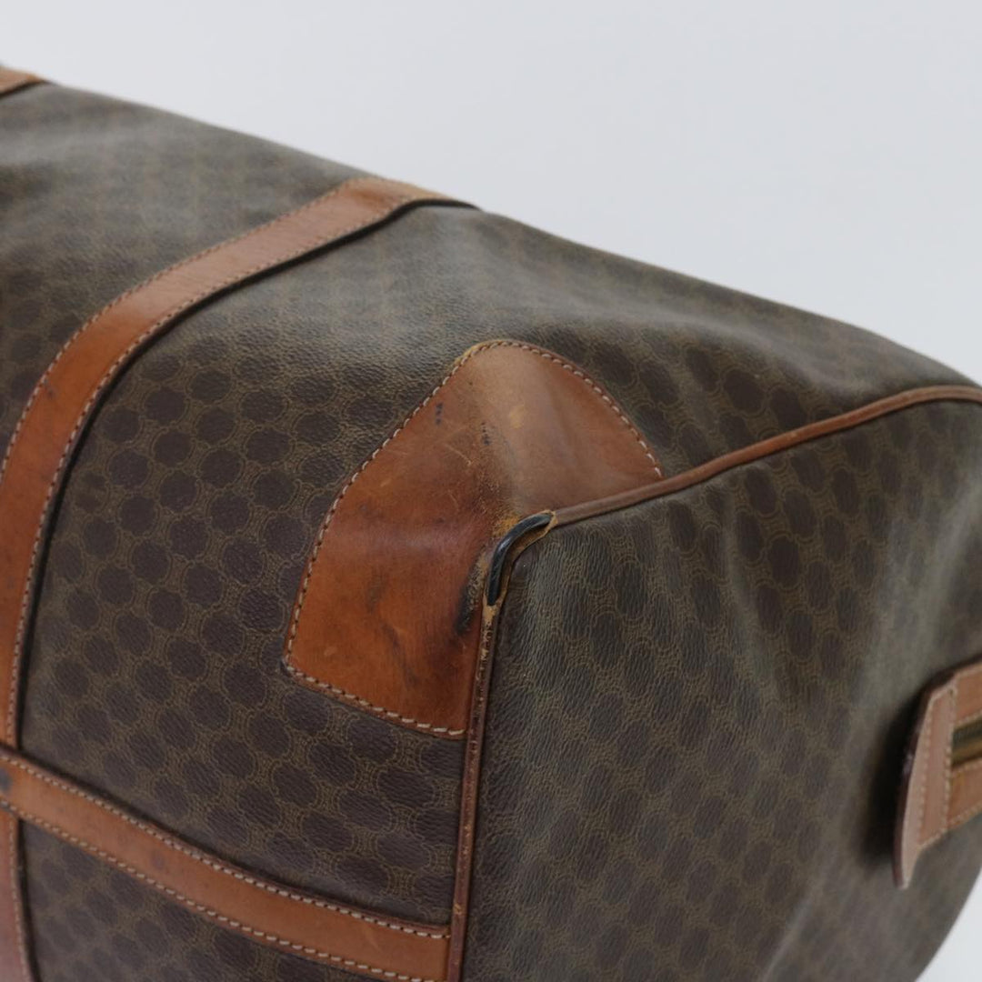Celine Macadam Canvas Boston Bag PVC Leather Brown  fm3071