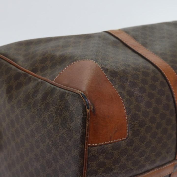 Celine Macadam Canvas Boston Bag PVC Leather Brown  fm3071