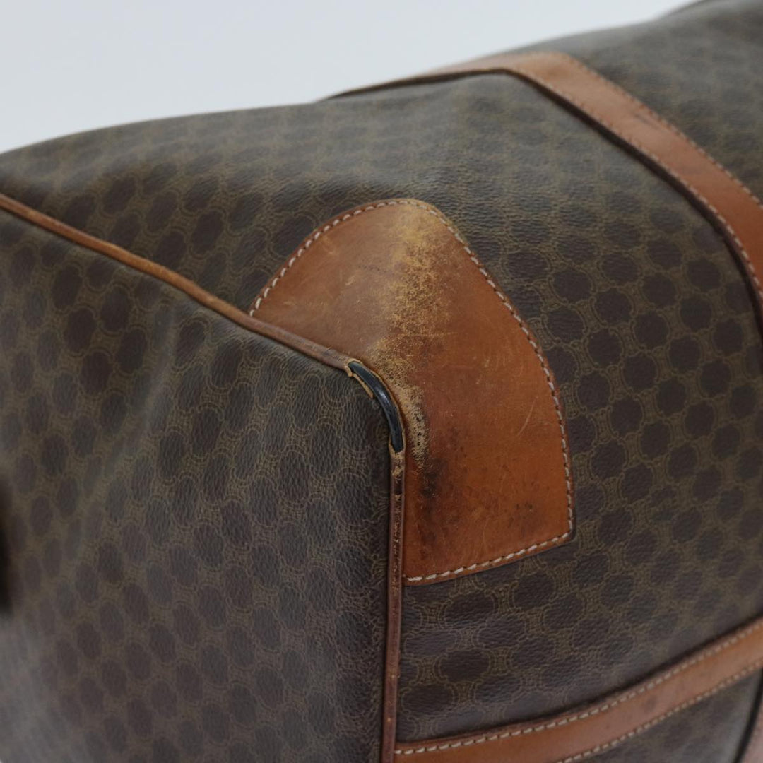 Celine Macadam Canvas Boston Bag PVC Leather Brown  fm3071