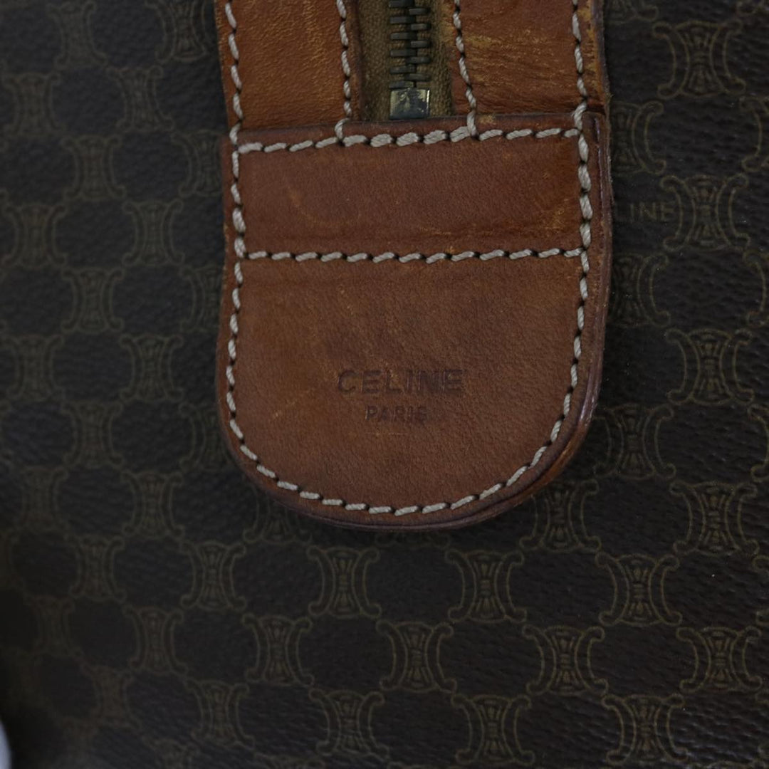 Celine Macadam Canvas Boston Bag PVC Leather Brown  fm3071