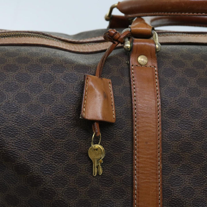 Celine Macadam Canvas Boston Bag PVC Leather Brown  fm3071