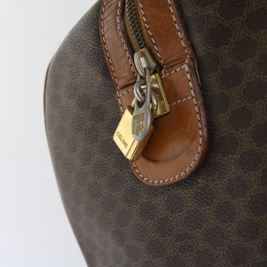 Celine Macadam Canvas Boston Bag PVC Leather Brown  fm3071