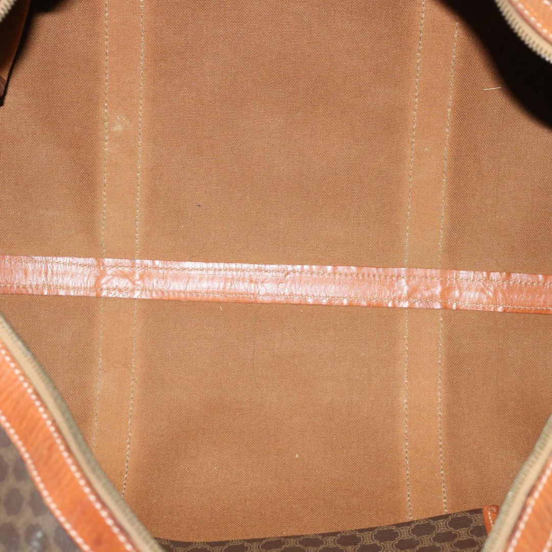 Celine Macadam Canvas Boston Bag PVC Leather Brown  fm3071